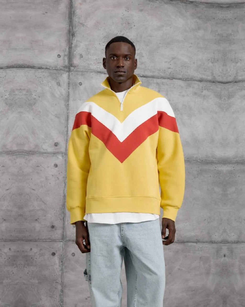 Brushed Chevron Half-Zip Sweatshirt in Yellow by Withinblack