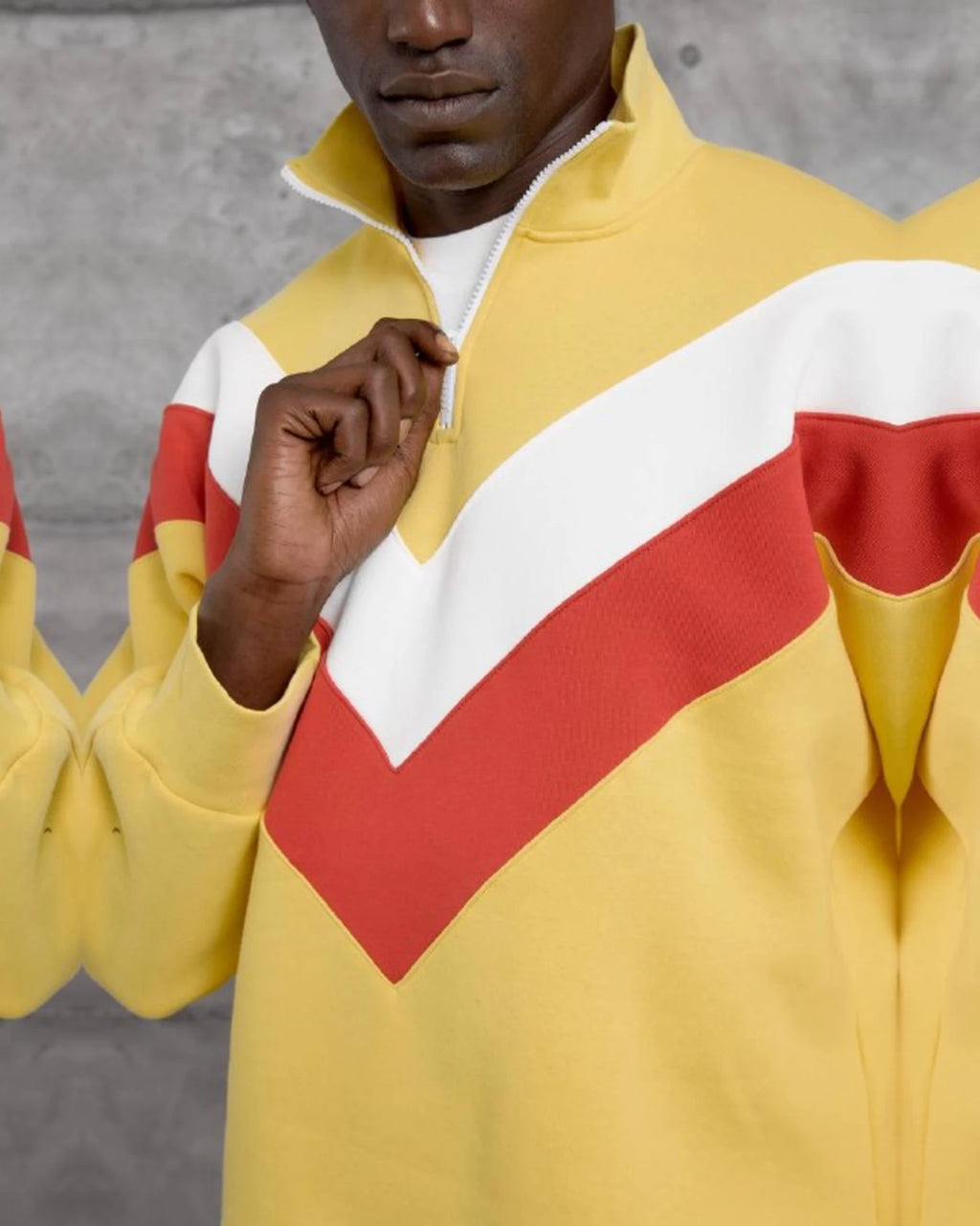 Brushed Chevron Half-Zip Sweatshirt in Yellow by Withinblack - view 2