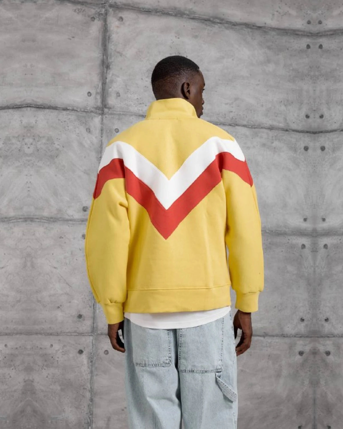 Brushed Chevron Half-Zip Sweatshirt in Yellow by Withinblack - view 4