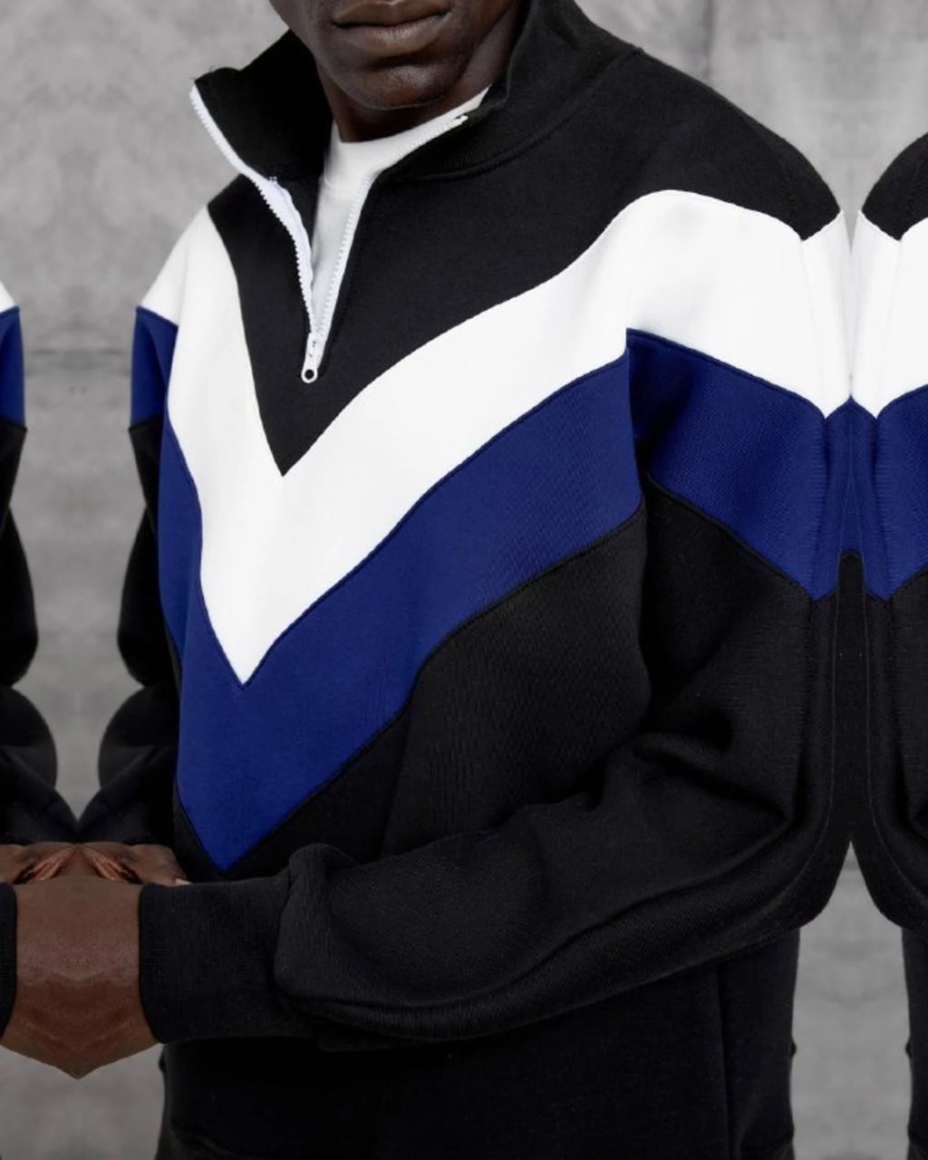 Brushed Chevron Half-Zip Sweatshirt in Black by Withinblack - view 2