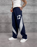 Number 17 Panel Double-Face Knit Sweatpants in Navy by Withinblack