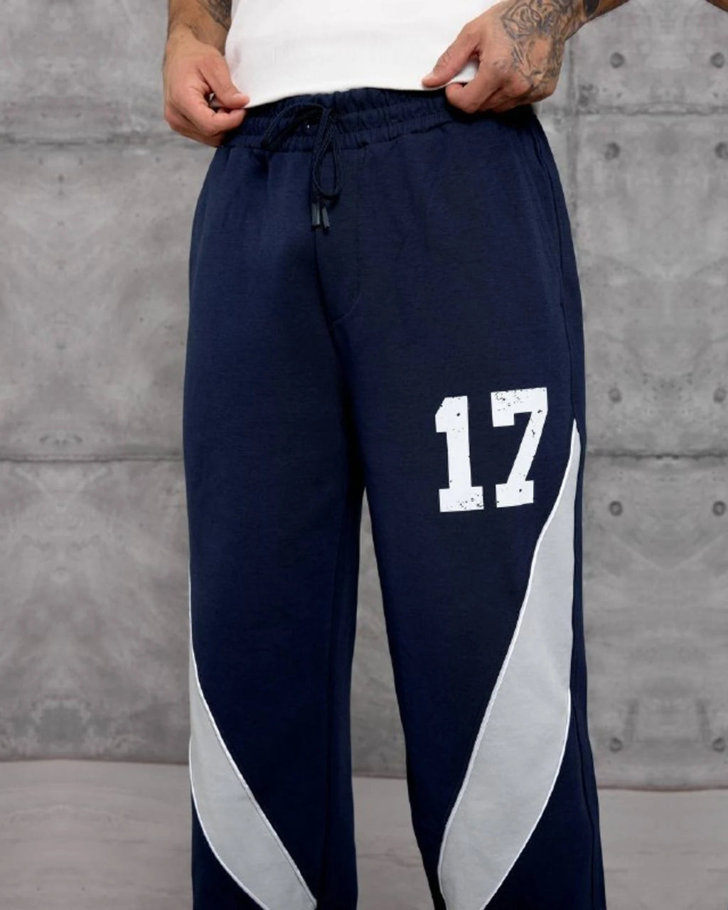 Number 17 Panel Double-Face Knit Sweatpants in Navy by Withinblack - view 2