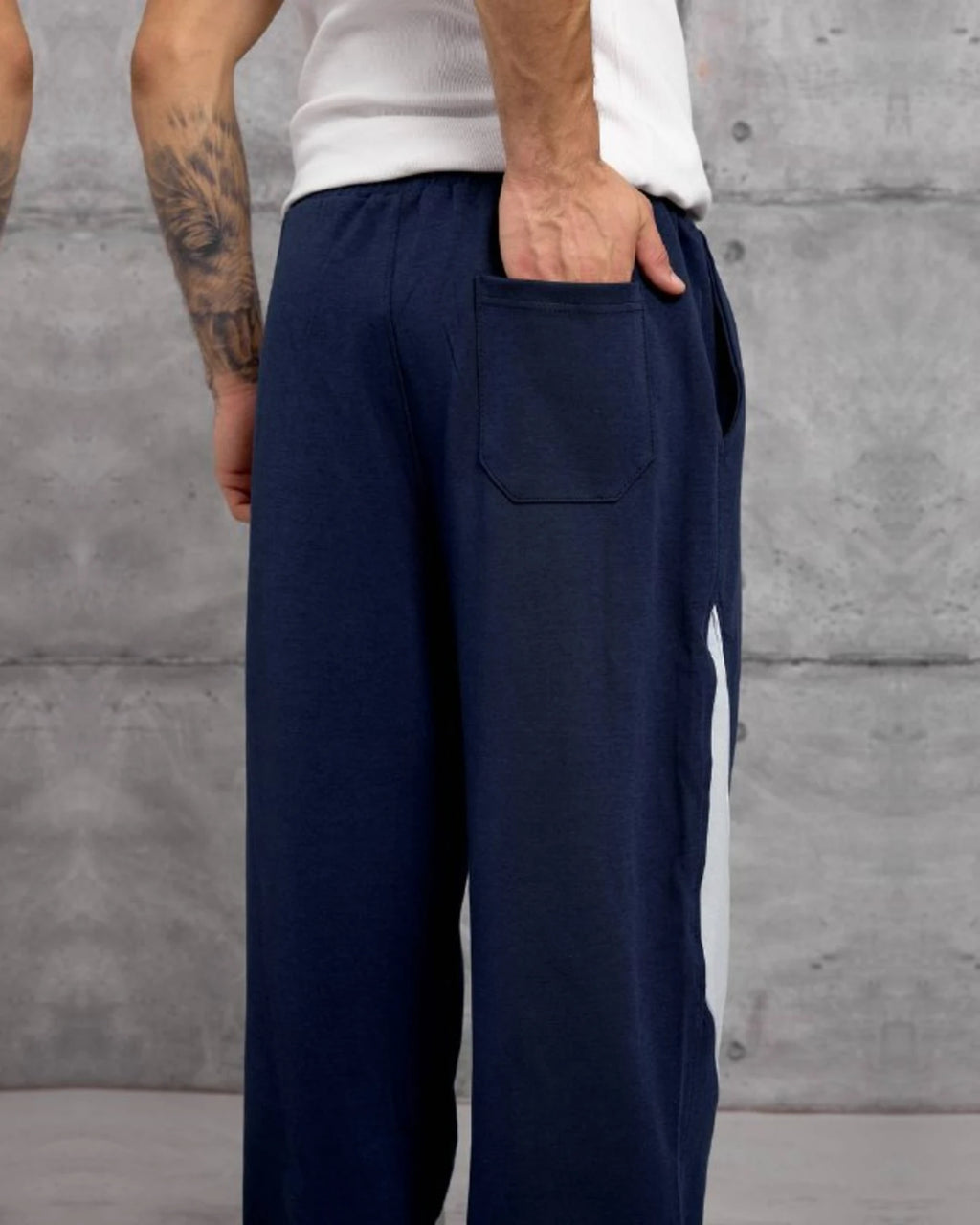 Number 17 Panel Double-Face Knit Sweatpants in Navy by Withinblack - view 3