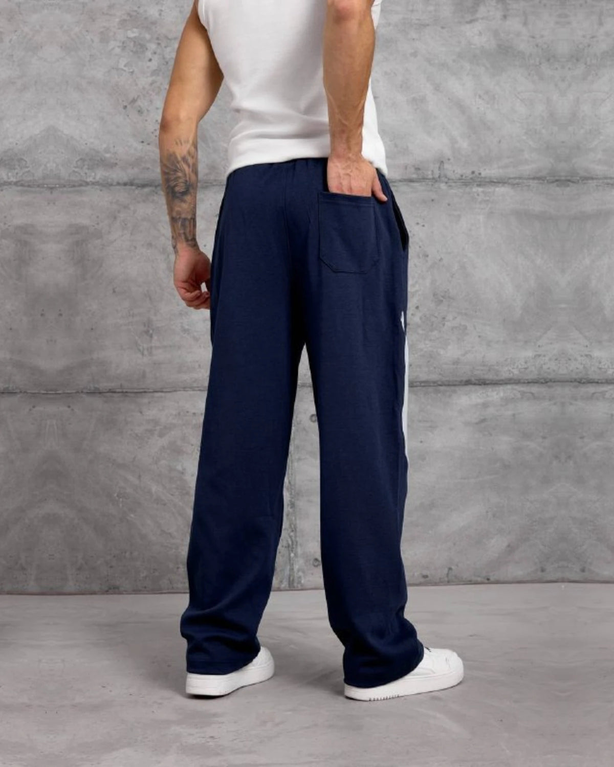Number 17 Panel Double-Face Knit Sweatpants in Navy by Withinblack - view 4