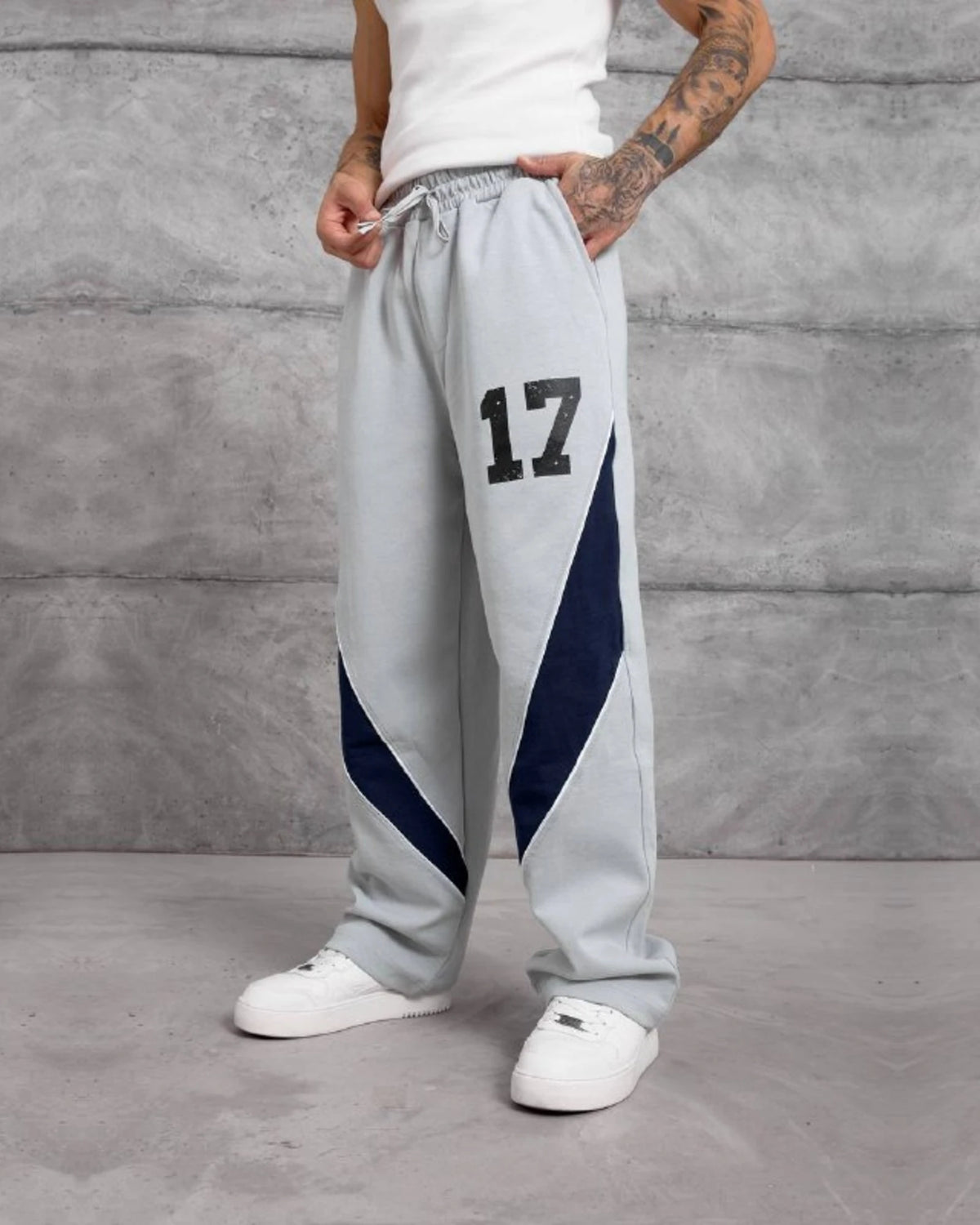 Number 17 Panel Double-Face Knit Sweatpants in Gray by Withinblack