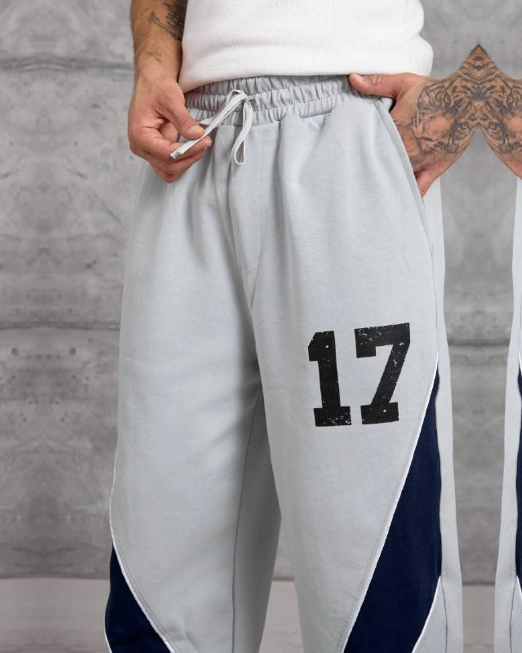 Number 17 Panel Double-Face Knit Sweatpants in Gray by Withinblack - view 2