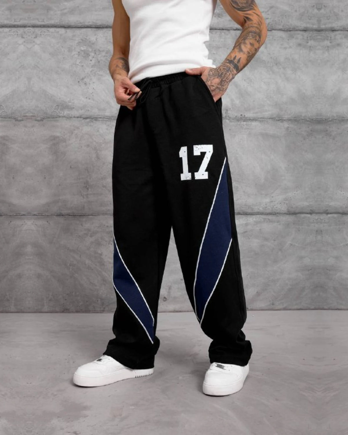 Number 17 Panel Double-Face Knit Sweatpants in Black by Withinblack