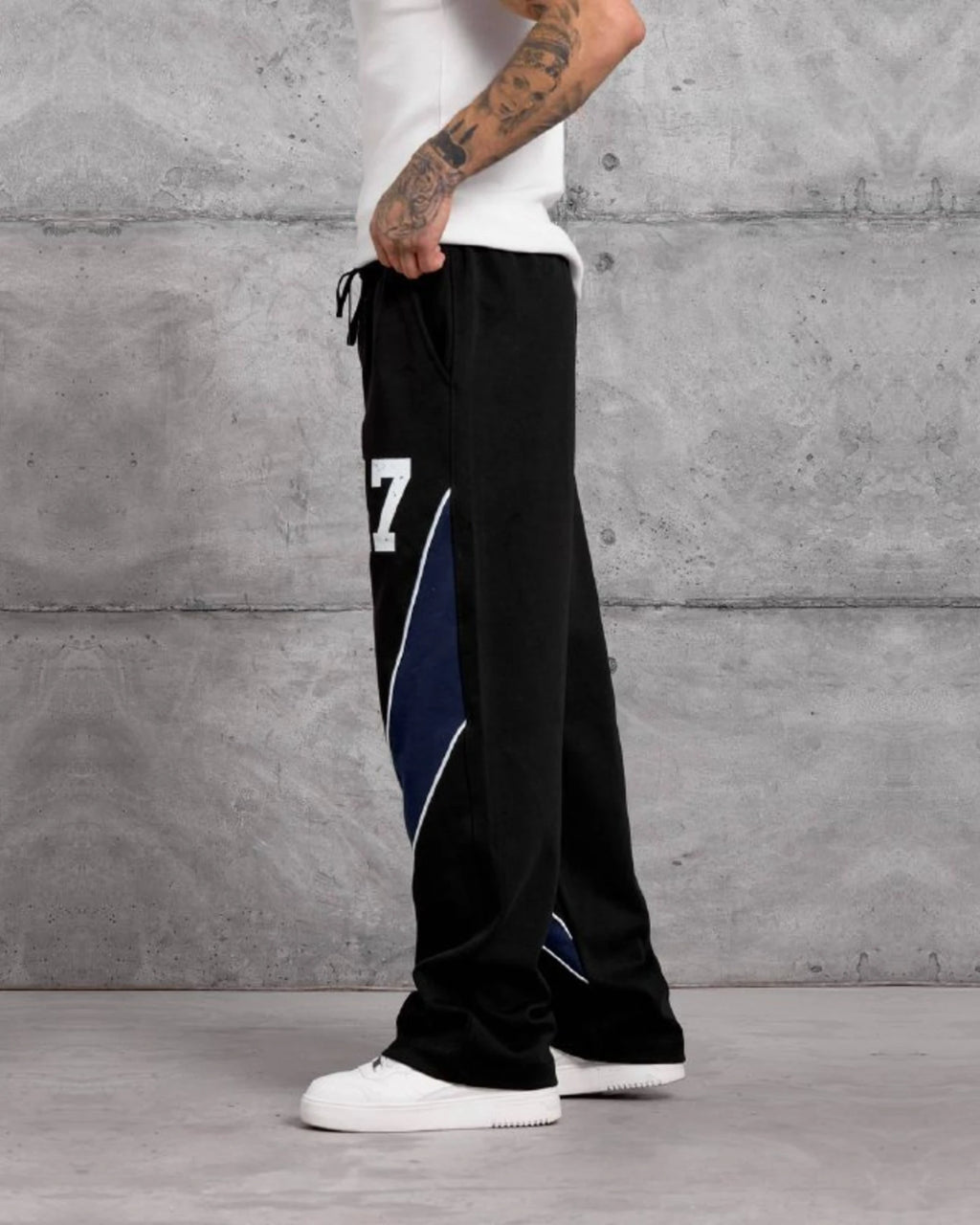 Number 17 Panel Double-Face Knit Sweatpants in Black by Withinblack - view 3