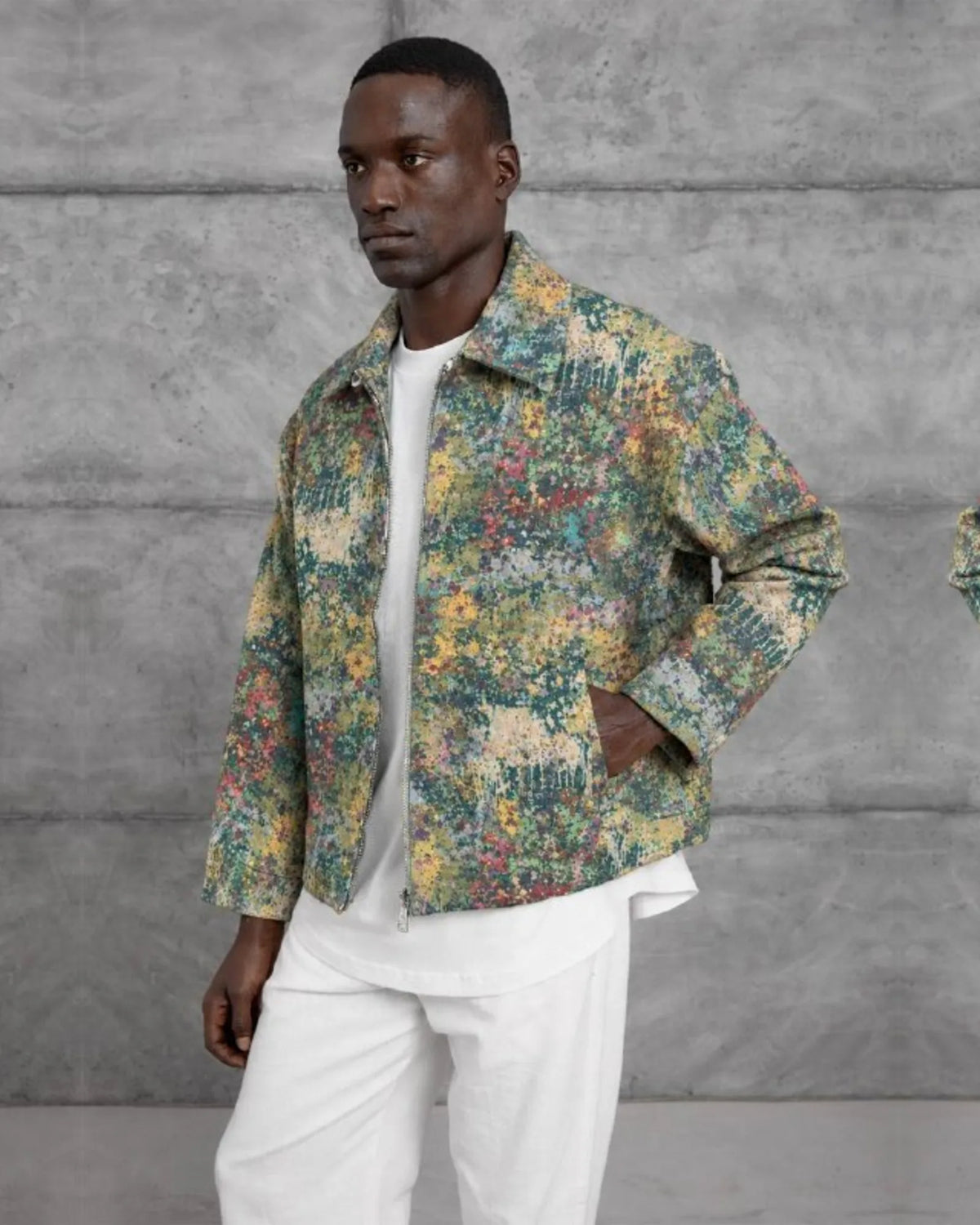 Tapestry Pattern Wool-Blend Jacket in Sage by Withinblack - view 2