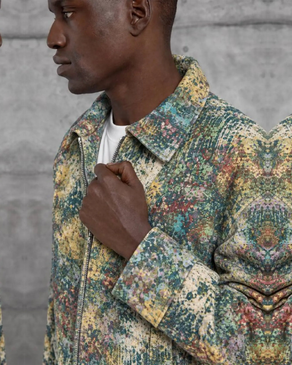 Tapestry Pattern Wool-Blend Jacket in Sage by Withinblack - view 3