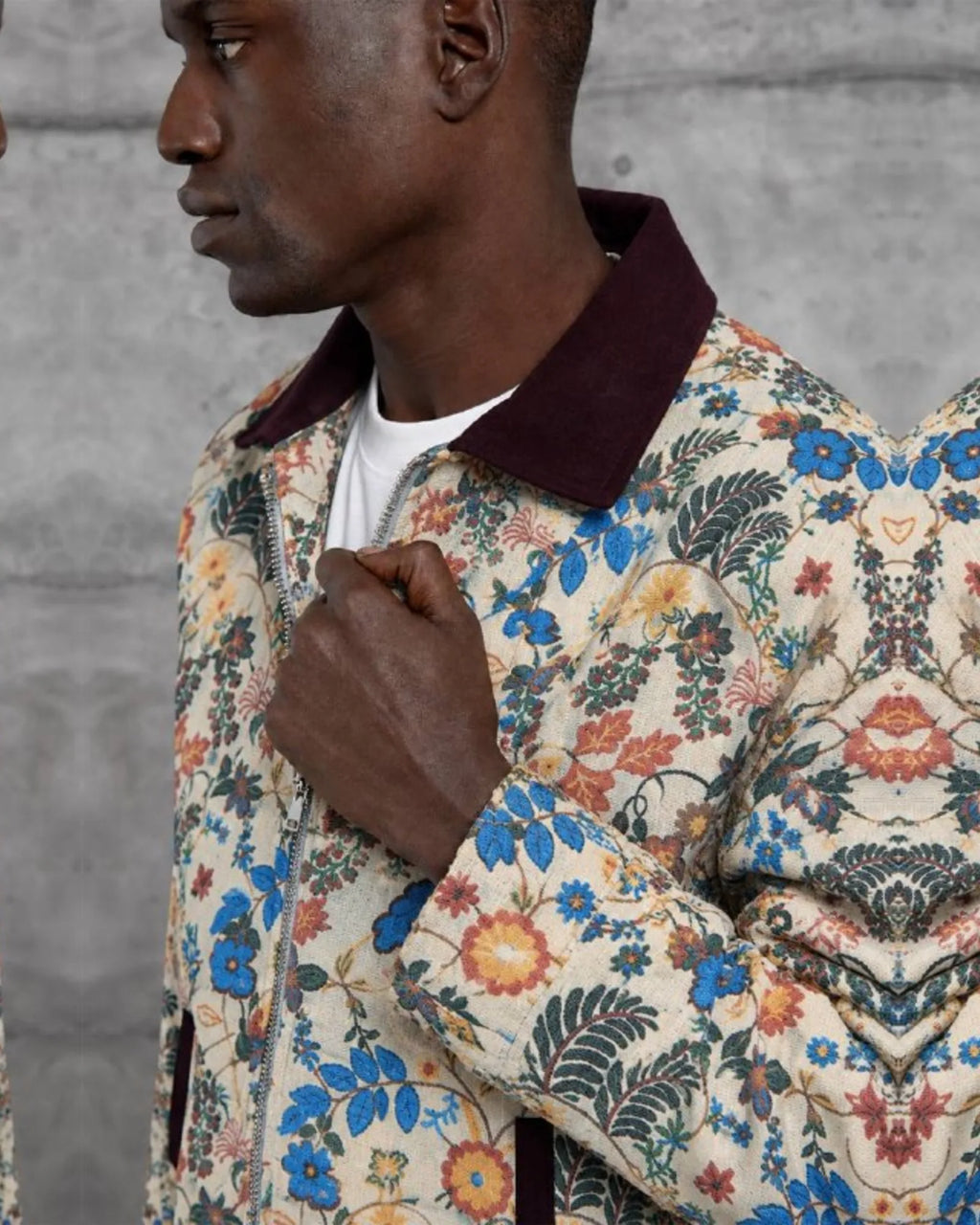 Tapestry Pattern Wool-Blend Jacket in Cream by Withinblack - view 3
