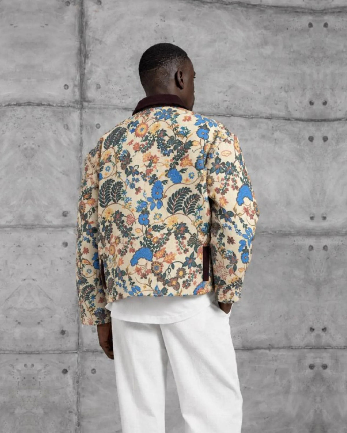 Tapestry Pattern Wool-Blend Jacket in Cream by Withinblack - view 4