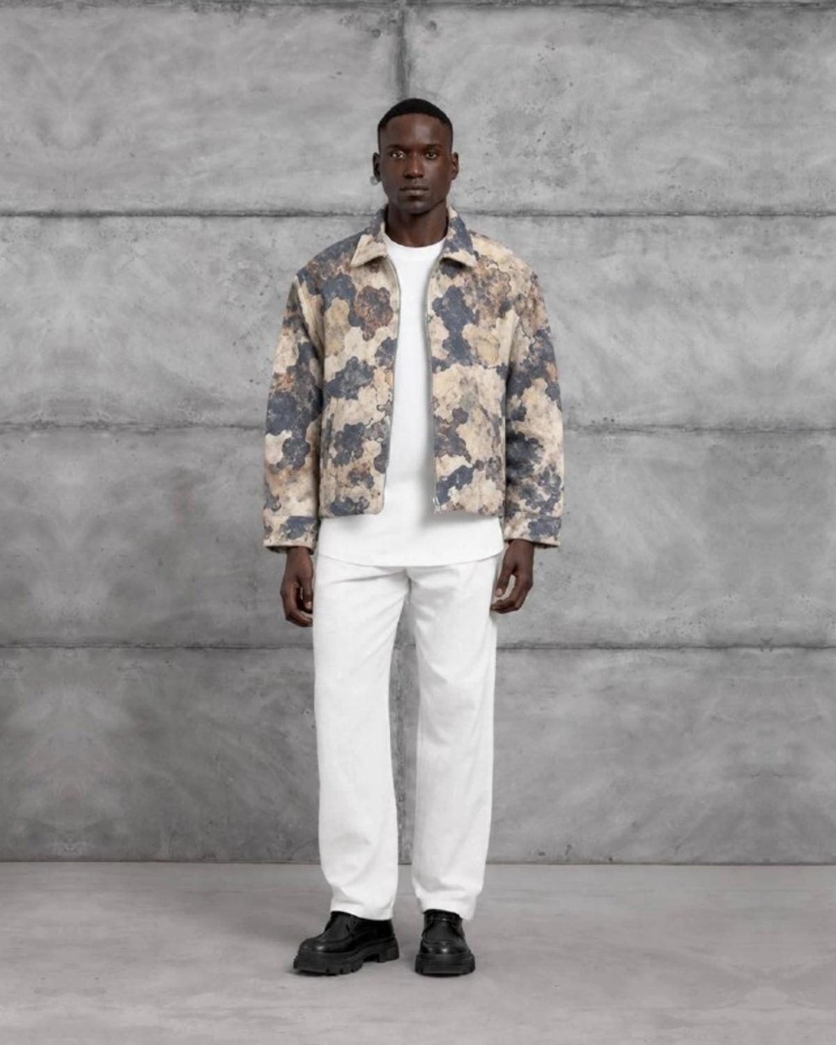 Tapestry Pattern Wool-Blend Jacket in Stone by Withinblack