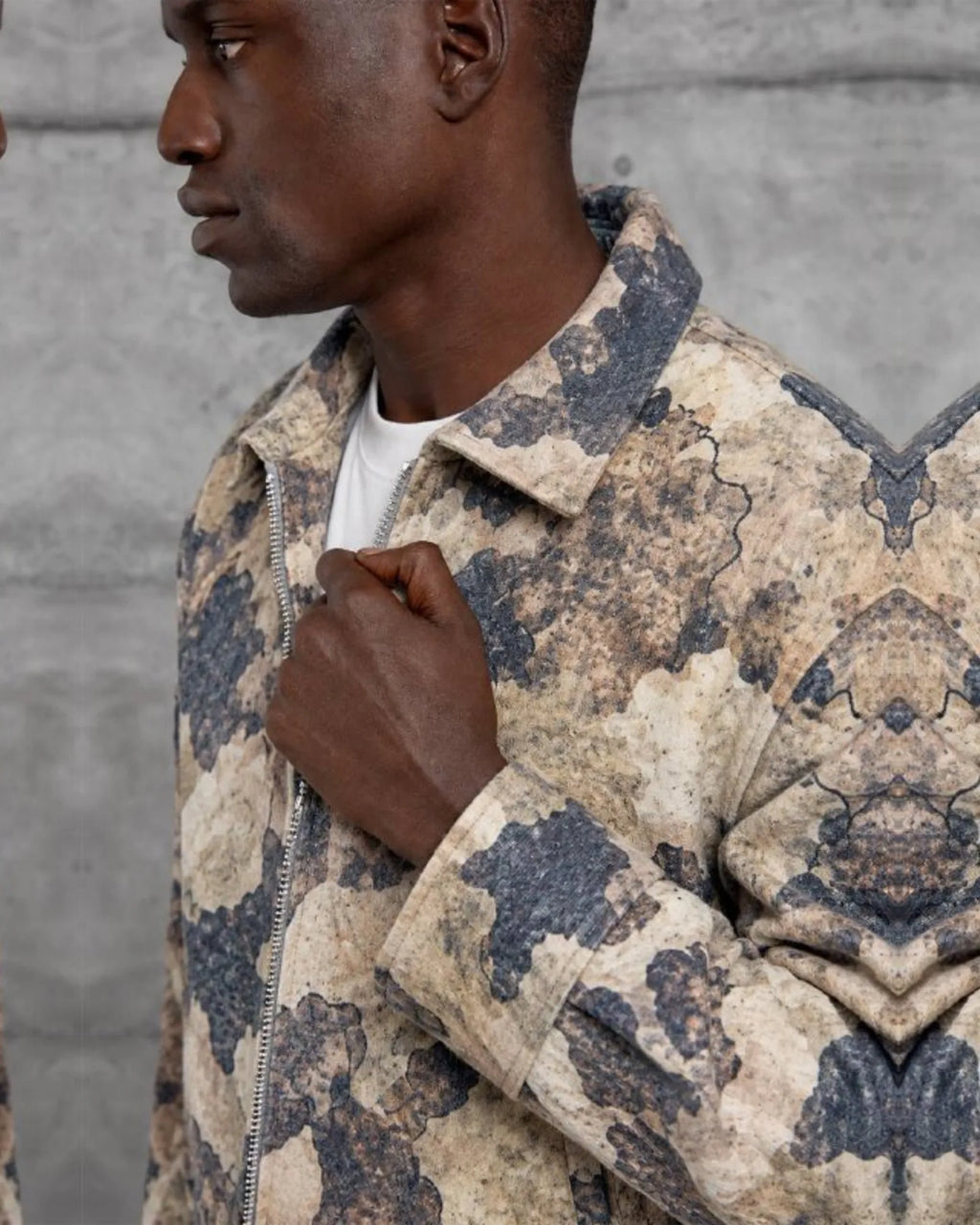 Tapestry Pattern Wool-Blend Jacket in Stone by Withinblack - view 2
