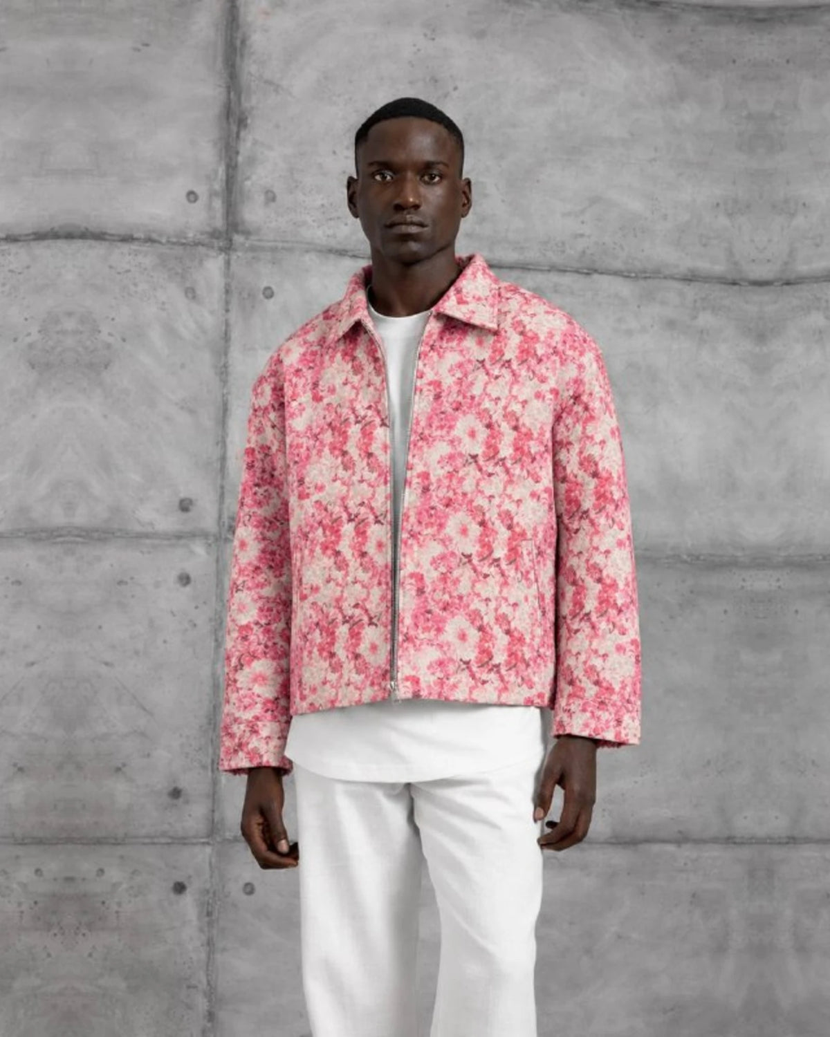 Tapestry Pattern Wool-Blend Jacket in Pink by Withinblack