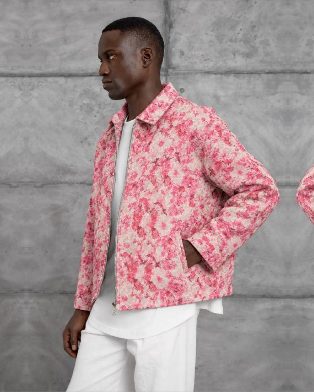 Tapestry Pattern Wool-Blend Jacket in Pink by Withinblack - view 2