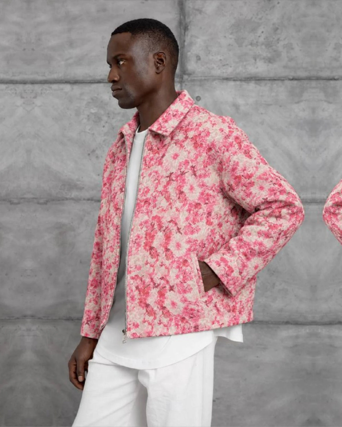 Tapestry Pattern Wool-Blend Jacket in Pink by Withinblack - view 2