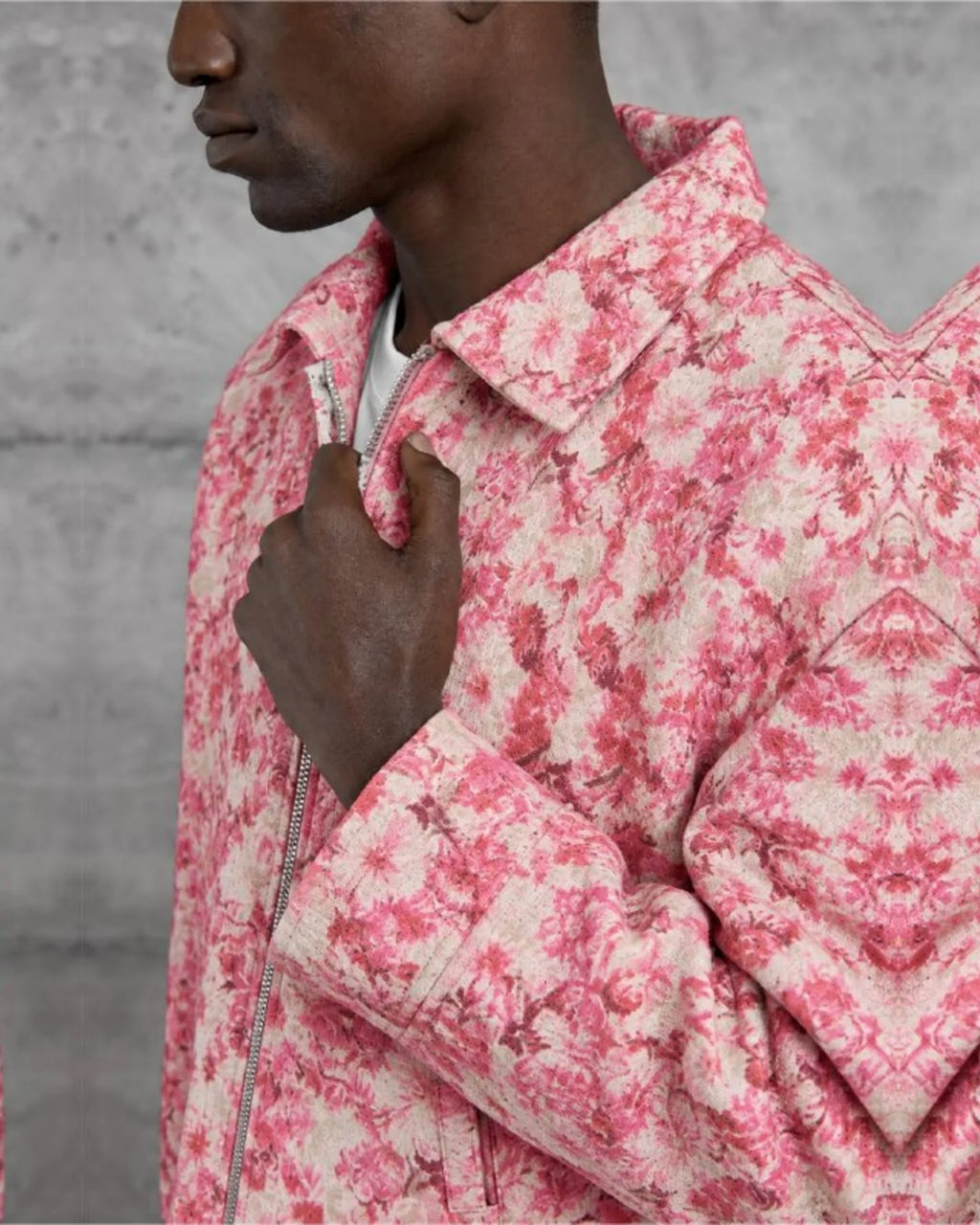 Tapestry Pattern Wool-Blend Jacket in Pink by Withinblack - view 3