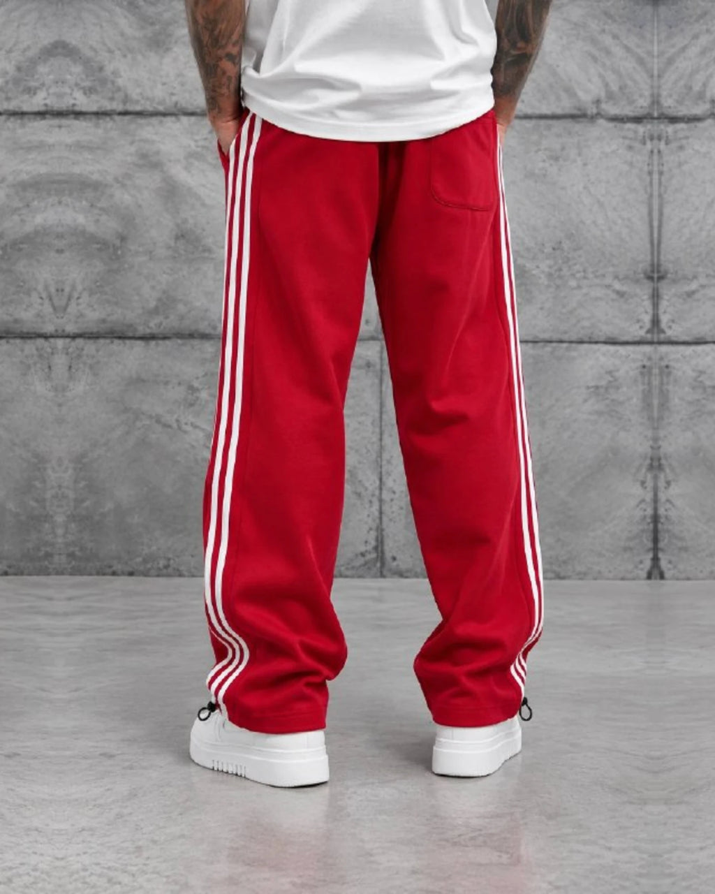 Crest Side Stripe Track Pants in Red by Withinblack - view 3