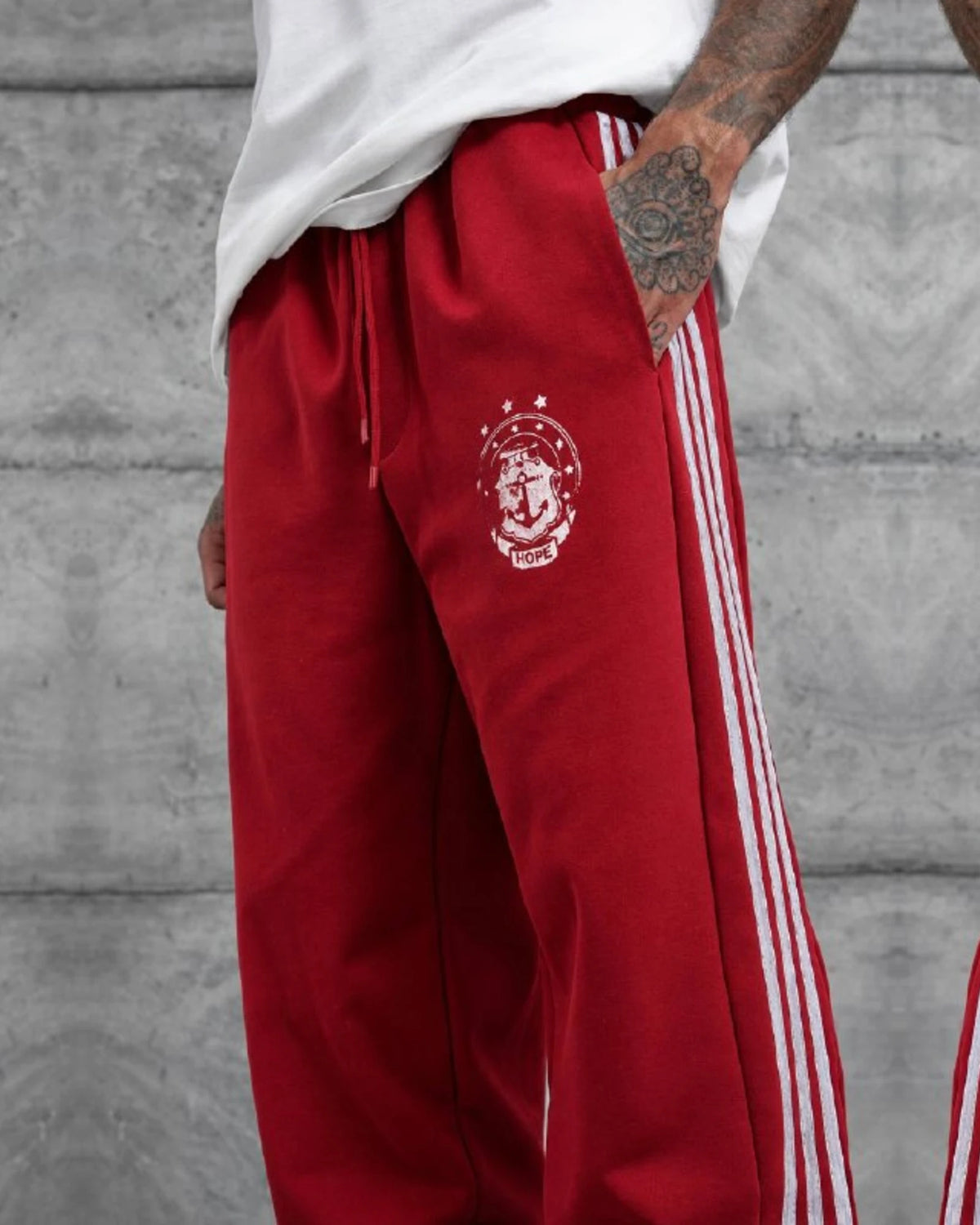 Crest Side Stripe Track Pants in Red by Withinblack - view 4