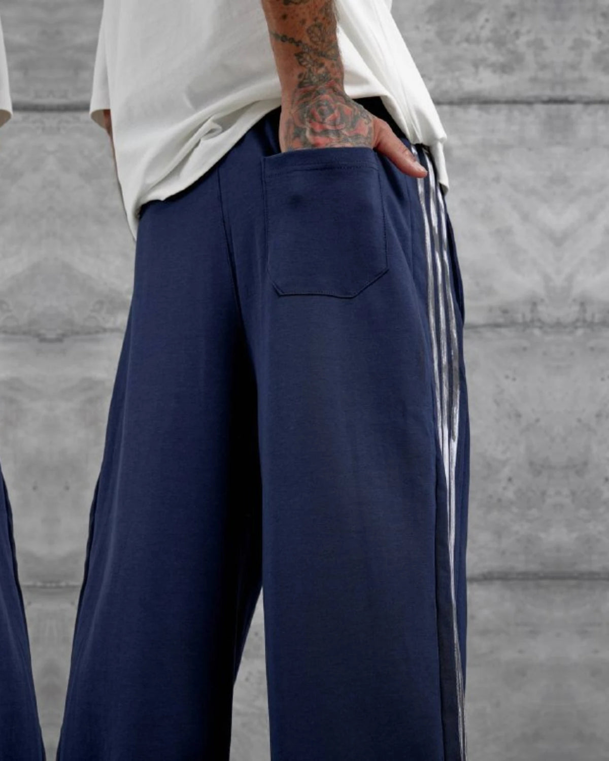 Crest Side Stripe Track Pants in Navy by Withinblack - view 3