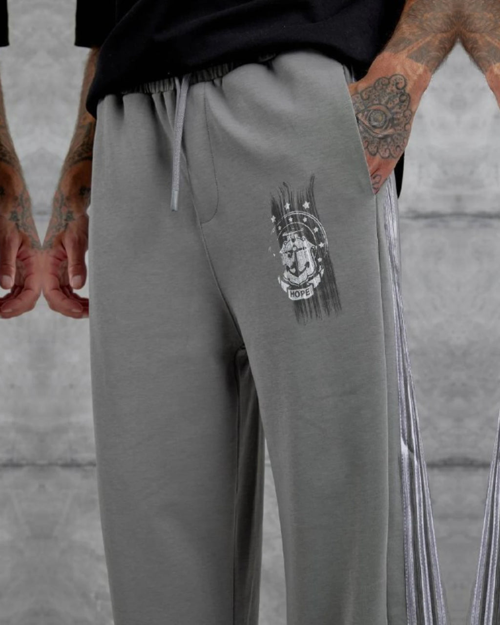 Crest Side Stripe Track Pants in Gray by Withinblack - view 2