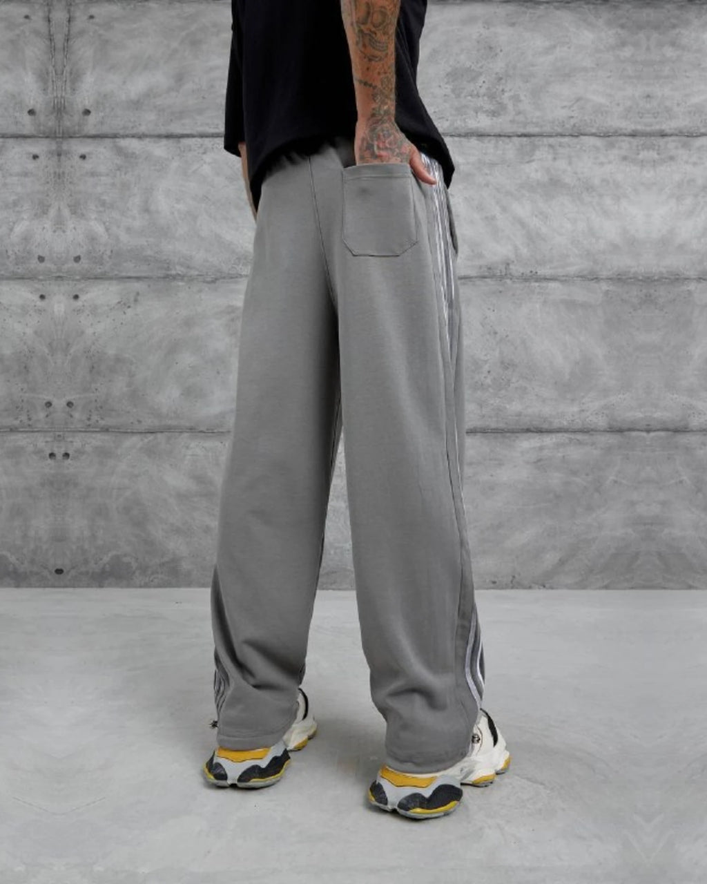 Crest Side Stripe Track Pants in Gray by Withinblack - view 3