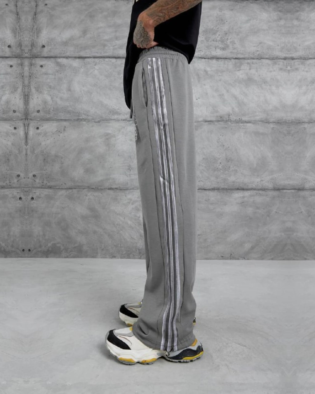 Crest Side Stripe Track Pants in Gray by Withinblack - view 4