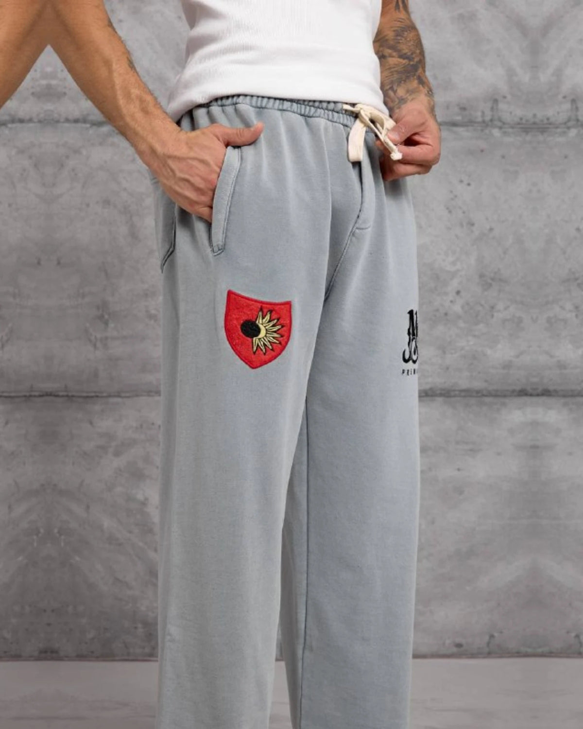 Emblem Patch Cotton Sweatpants in Gray by Withinblack - view 2