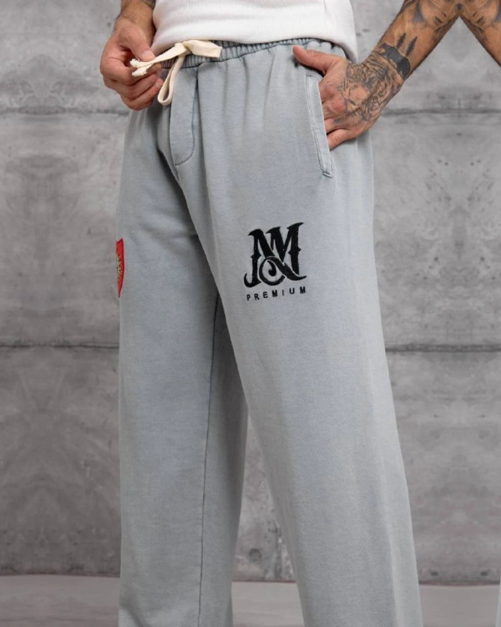 Emblem Patch Cotton Sweatpants in Gray by Withinblack - view 4