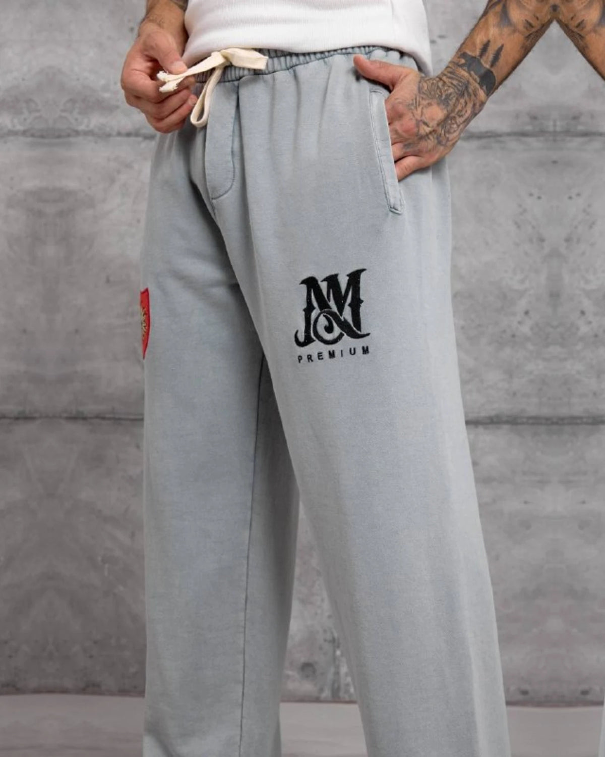 Emblem Patch Cotton Sweatpants in Gray by Withinblack - view 4