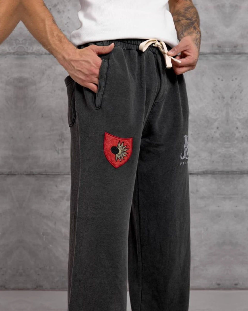 Emblem Patch Cotton Sweatpants in Black by Withinblack - view 2
