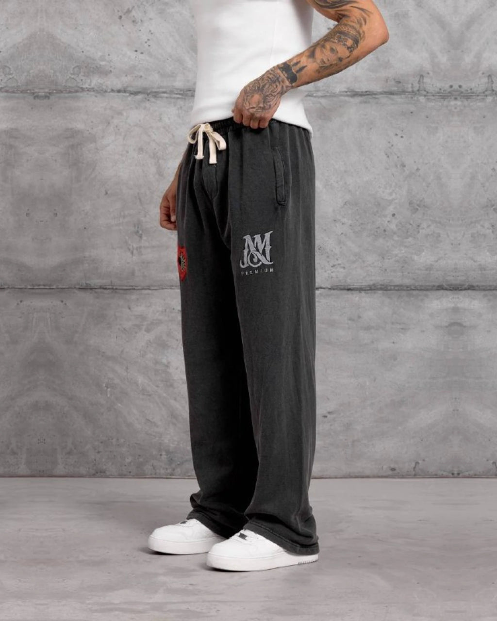 Emblem Patch Cotton Sweatpants in Black by Withinblack - view 3