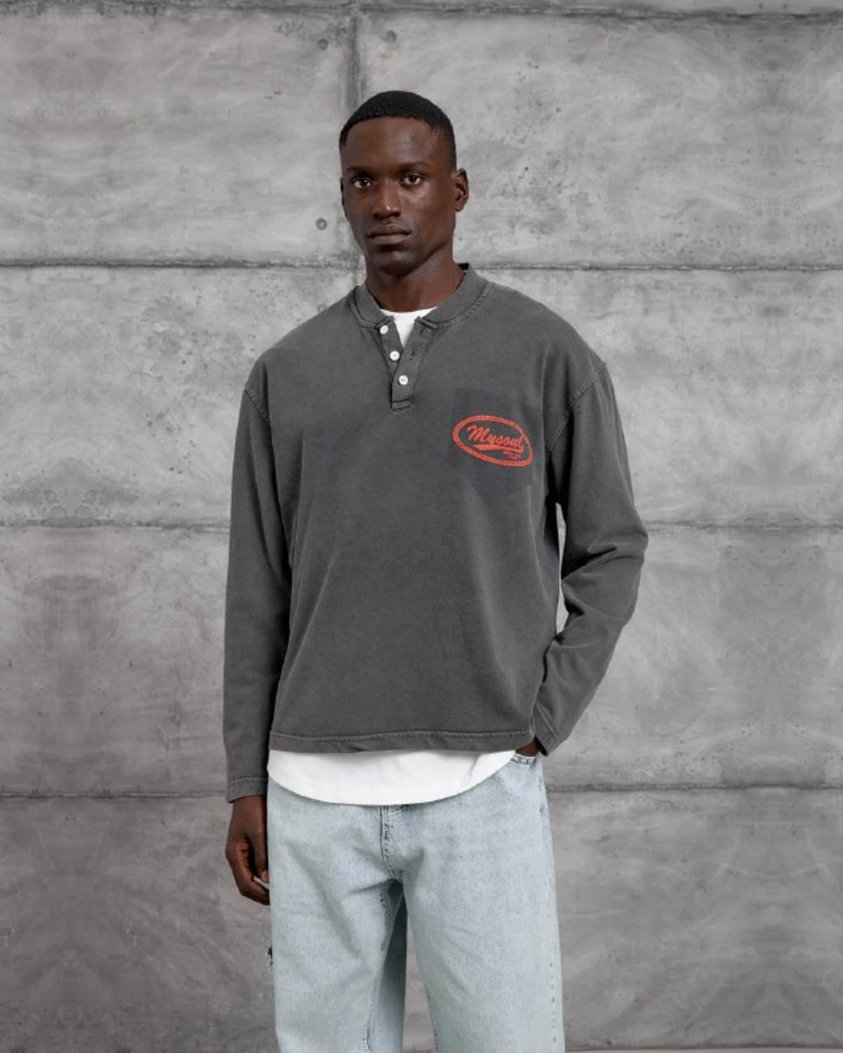 Mysoul Henley Sweatshirt in Anthracite by Withinblack