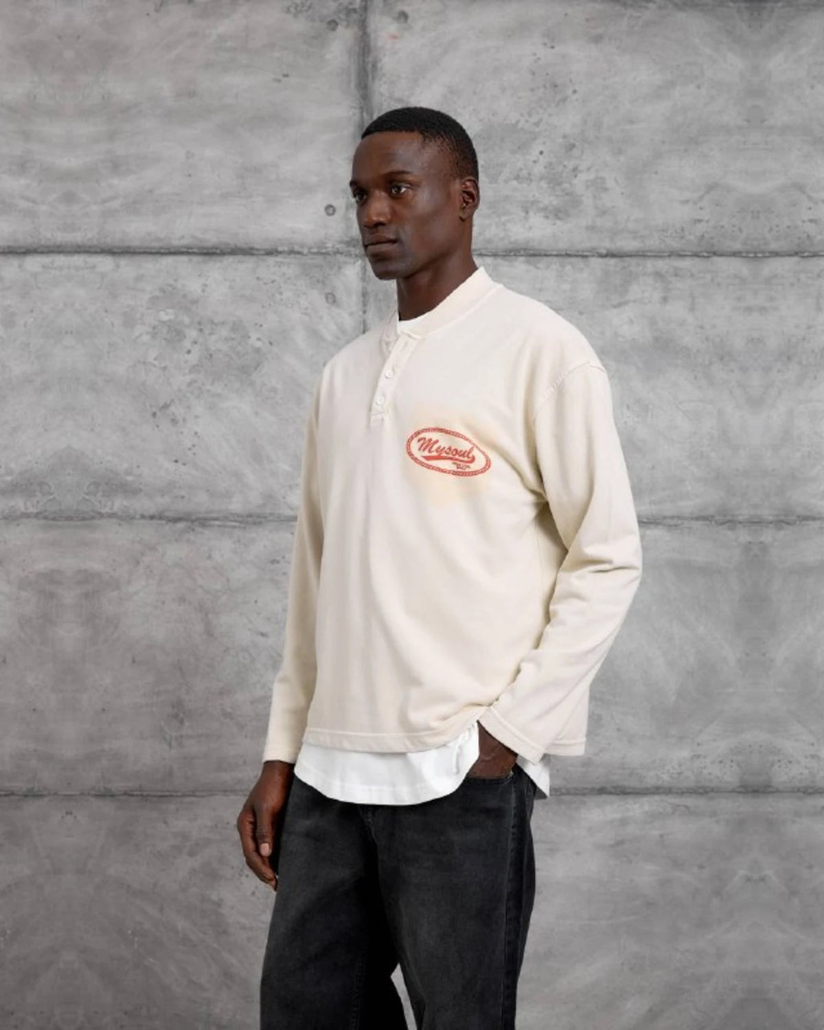 Mysoul Henley Sweatshirt in Ecru by Withinblack