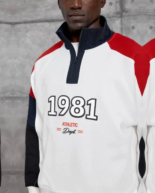 1981 Athletic Dept Brushed Half-Zip Tracksuit Set in White by Withinblack