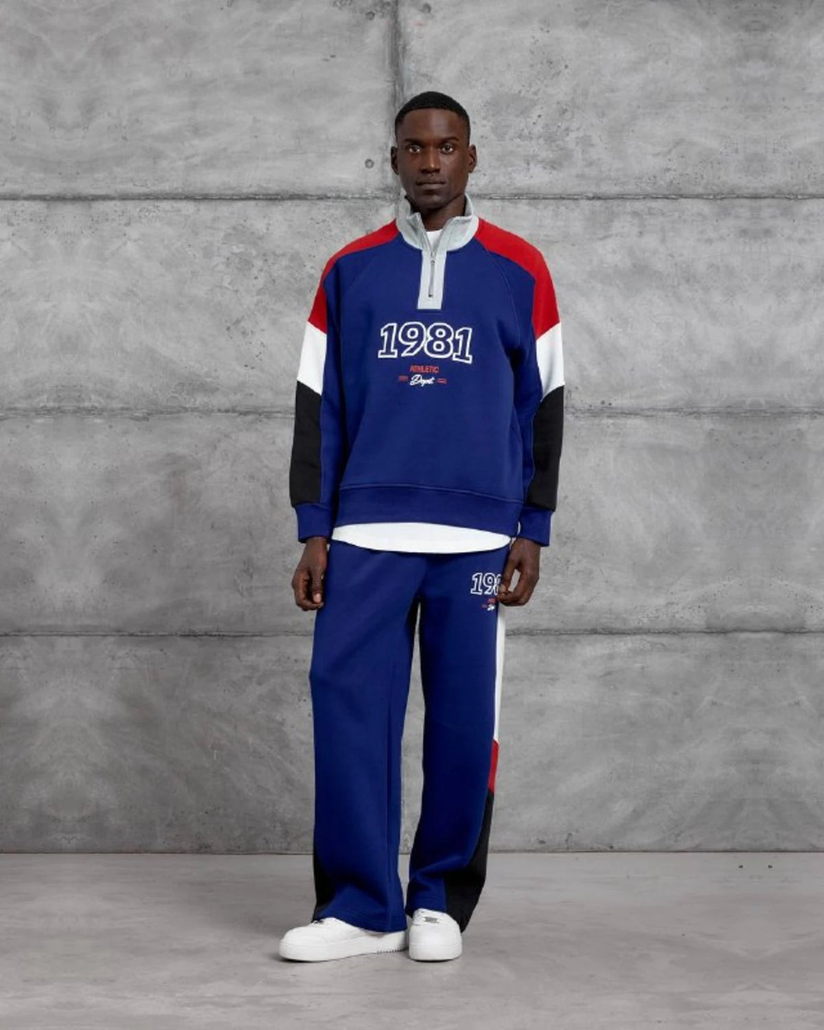 1981 Athletic Dept Brushed Half-Zip Tracksuit Set in Royal Blue by Withinblack