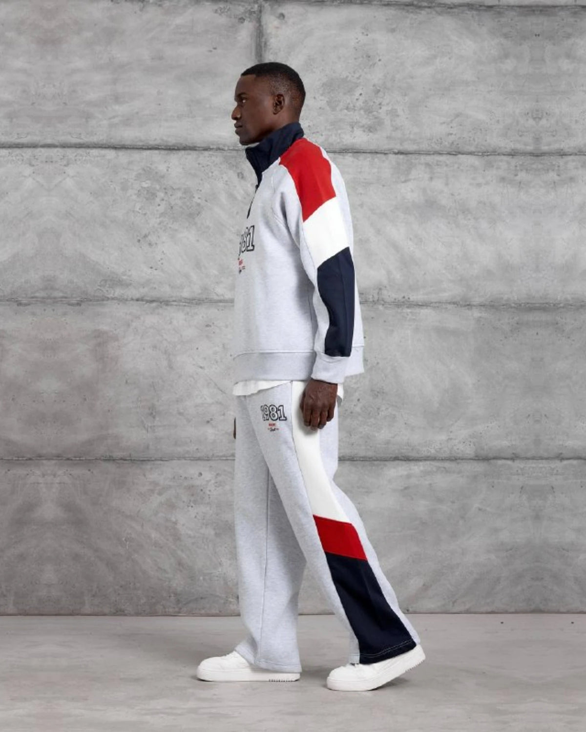 1981 Athletic Dept Brushed Half-Zip Tracksuit Set in Light Gray by Withinblack