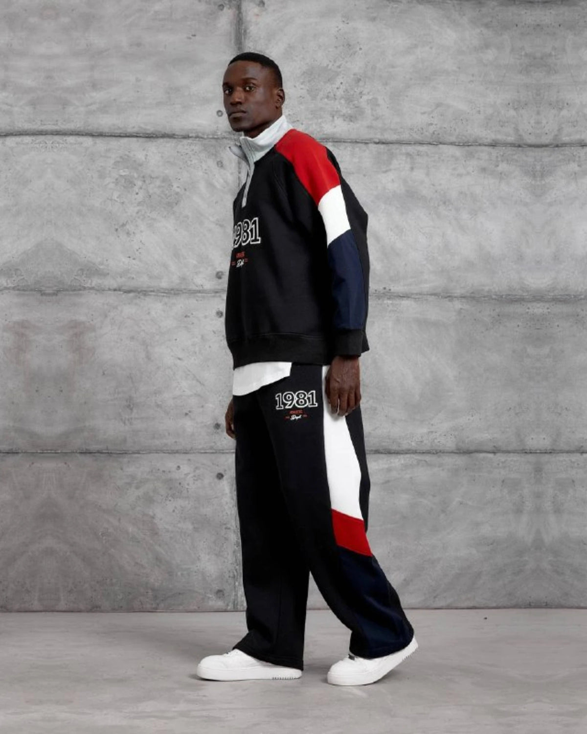 1981 Athletic Dept Brushed Half-Zip Tracksuit Set in Black by Withinblack