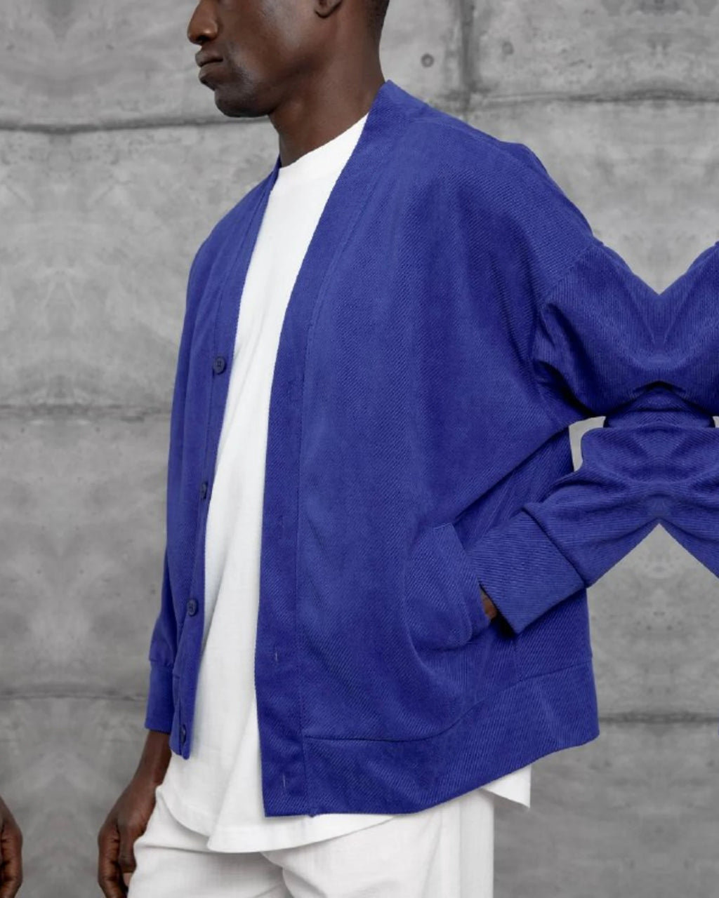 Woven Knit Cardigan in Royal Blue by Withinblack - view 2