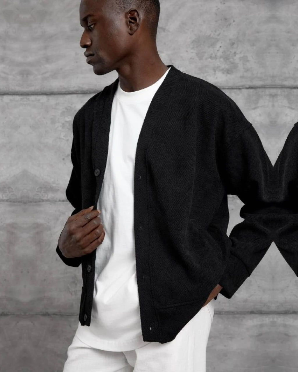 Woven Knit Cardigan in Black by Withinblack - view 3
