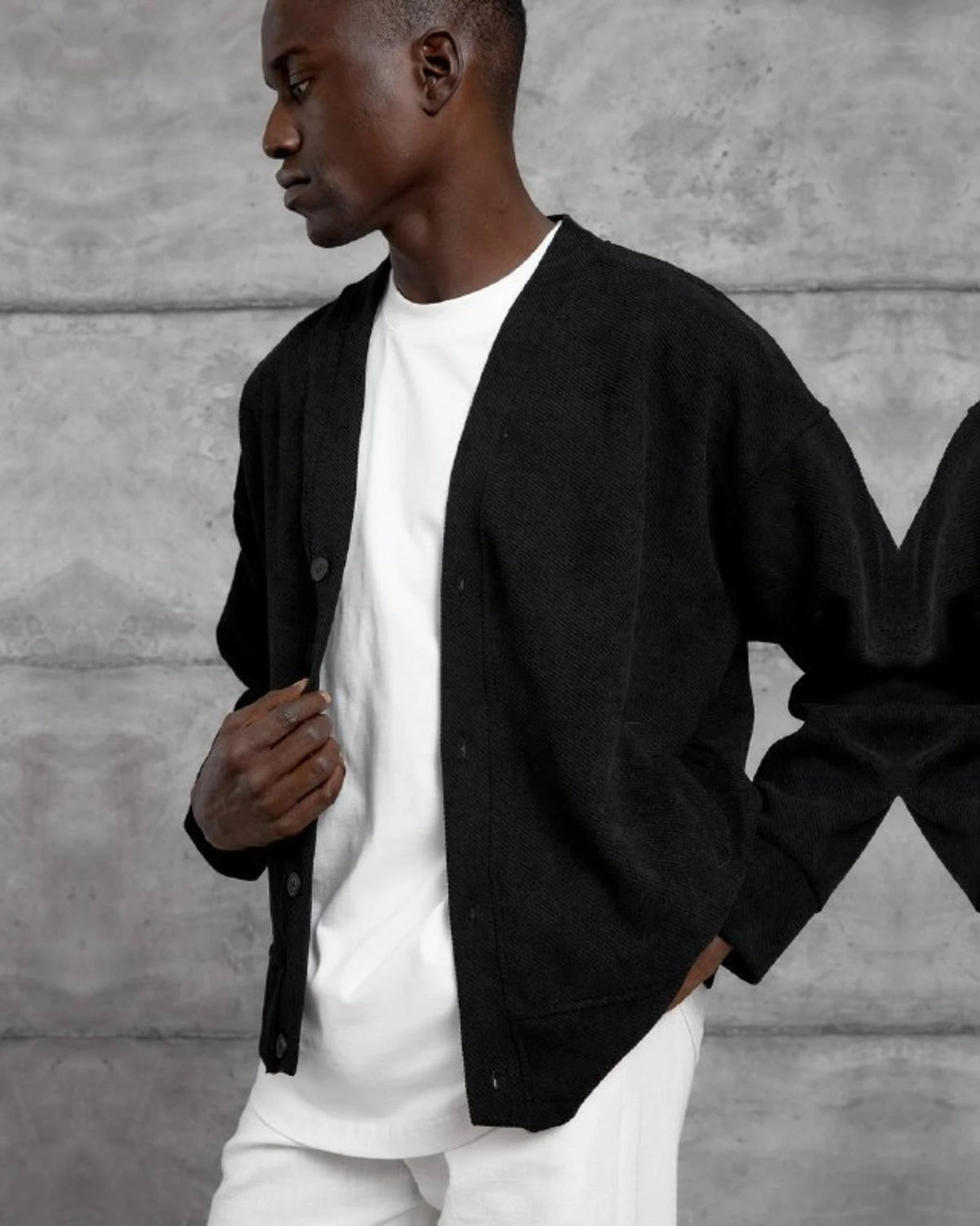 Woven Knit Cardigan in Black by Withinblack - view 3