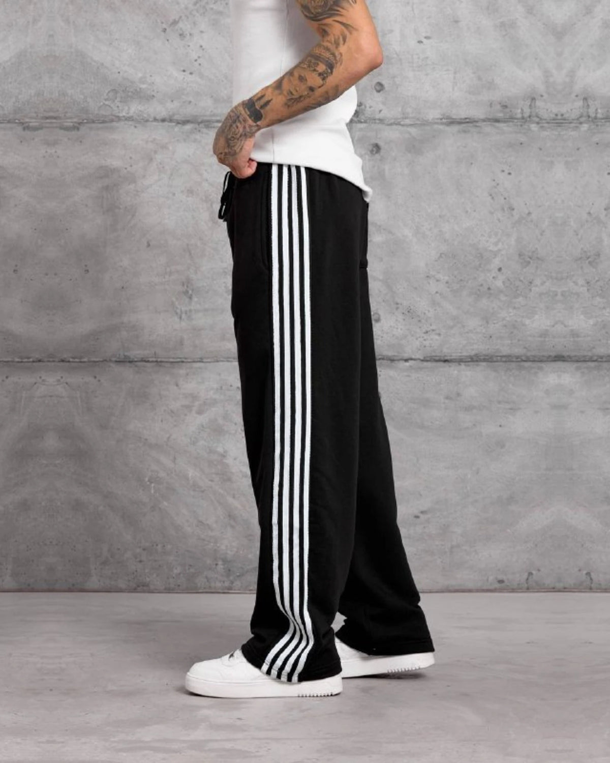 Side Stripe Patch Cotton Sweatpants in Black by Withinblack