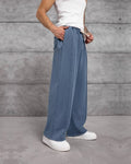 Washed Wide-Leg Pintuck Sweatpants in Blue by Withinblack