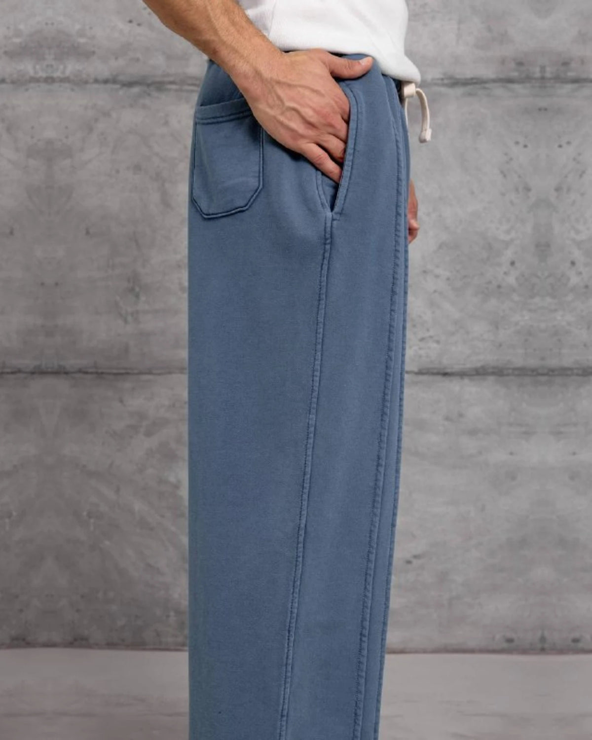 Washed Wide-Leg Pintuck Sweatpants in Blue by Withinblack - view 3