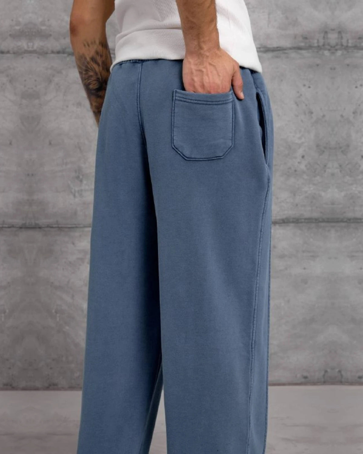 Washed Wide-Leg Pintuck Sweatpants in Blue by Withinblack - view 4