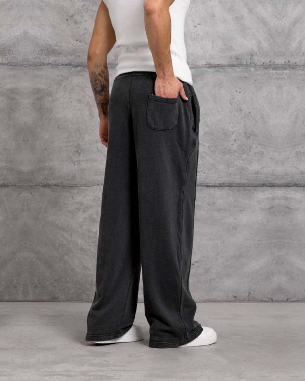 Washed Wide-Leg Pintuck Sweatpants in Black by Withinblack - view 3