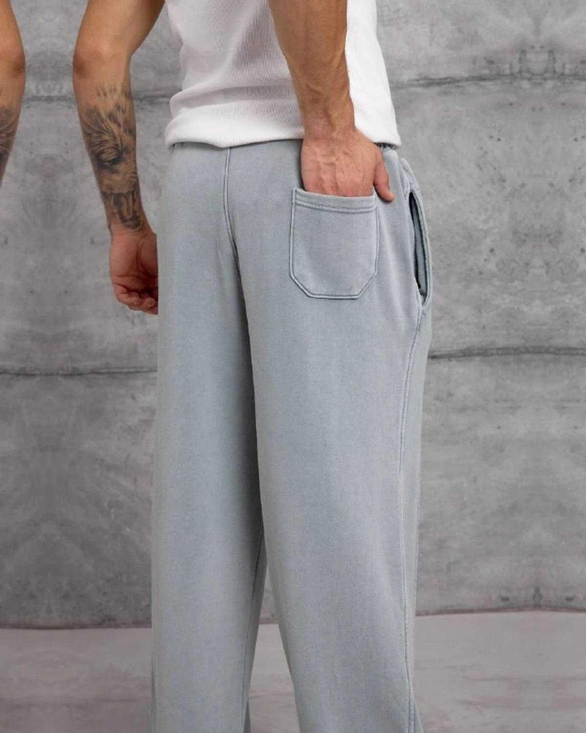 Washed Wide-Leg Pintuck Sweatpants in Gray by Withinblack - view 4
