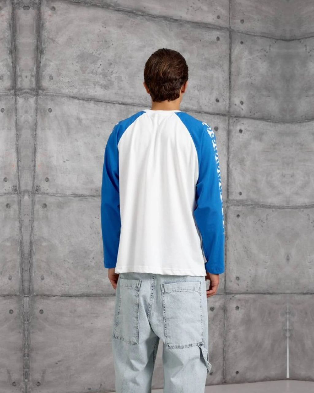 Gothic Sleeve Crest Pocket Raglan Sweatshirt in Royal Blue by Withinblack - view 4