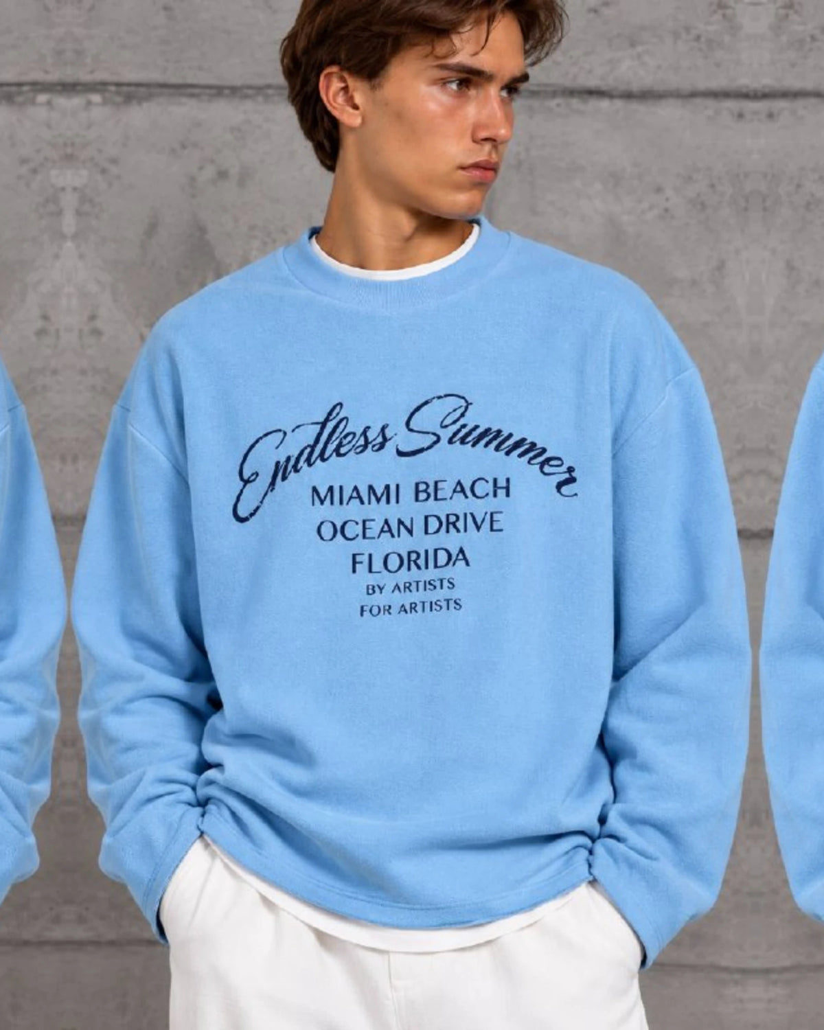 Endless Summer Miami Beach Crewneck Sweatshirt in Light Blue by Withinblack - view 4
